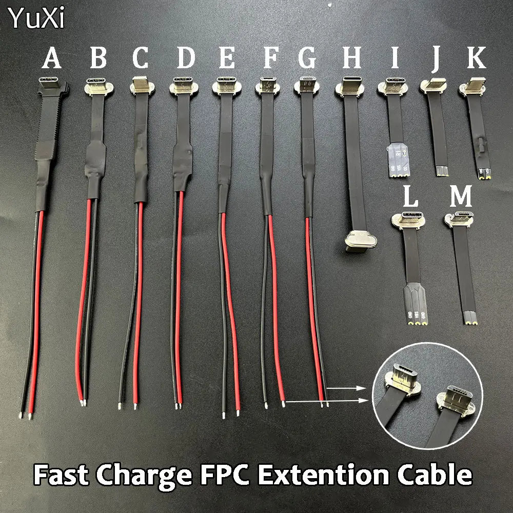 Type-C Micro USB Connector FPC 2Pin 3Pin W/ Resistor R1 Soft Flat Cable Male Charging Cable Fast Charge Wire Extention For Phone