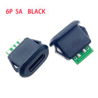 2-10pcs Buckle Female USB Type-C Waterproof Connector 5pin 6pin 5A High Current Fast Charging Socket USB-C Charging Plug