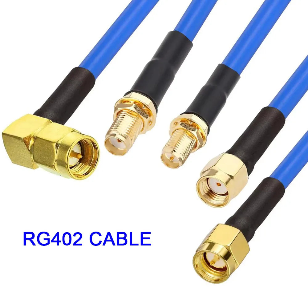 RG402 SMA Male/Female to SMA Right Angle Crimp High Frequency 50 Ohm RG402 Blue Coaxial Cable for RF Applications