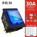30A/250V Heavy Duty 4 Pin DPST IP67 Sealed Waterproof T85 Auto Boat Marine Toggle Rocker Switch with LED 12V 220V 30x22