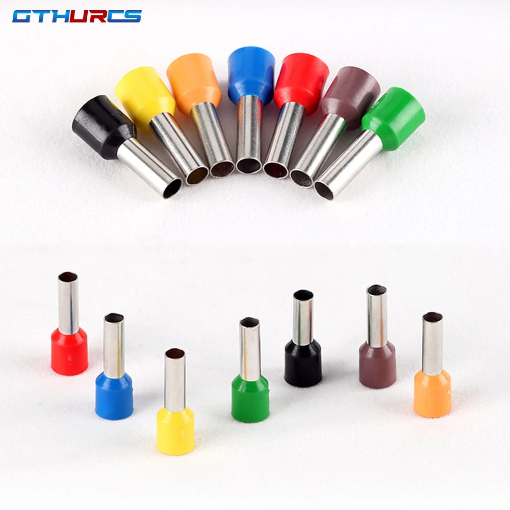 1000PCS Pack E0508 E7508 E1008 E1508 E2508 Insulated Ferrules Terminal Block Cord End Wire Connector Electrical Crimp Terminator