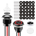 FILN 2Pcs 22mm Symbol Push Button Switch 20A IP67 Waterproof Latching Momentary Marine Switches 185 Replacement Symbols 5V-24V