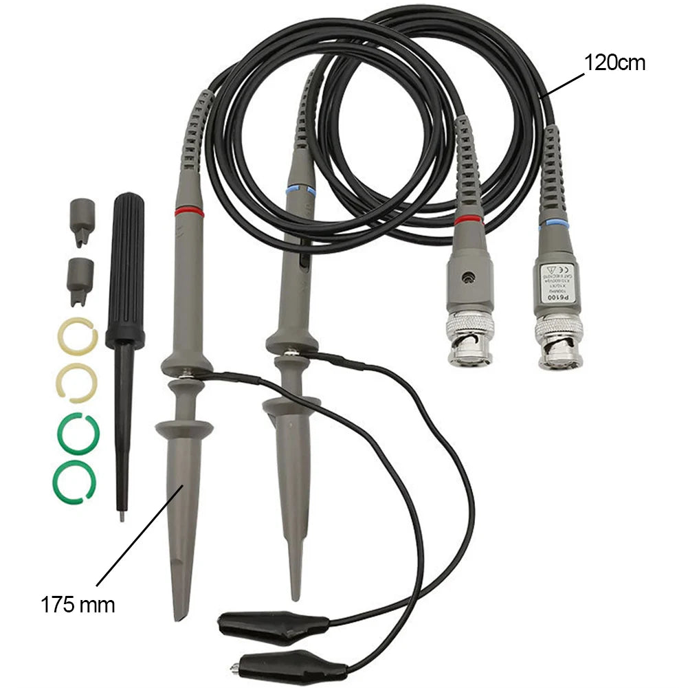 2-10PCS P6100 BNC Oscilloscope Probe Kit High Precision Scope Analyzer Alligator Clip Probes Test Leads 100MHz Oscilloscope Part