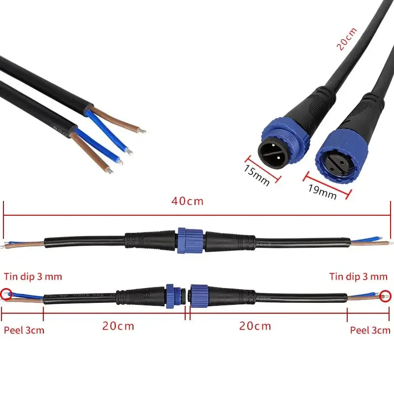 M15 Industrial Aviation LED Power Cord 2Pin 3Pin 4pin 5pin Waterproof Male Female Plug Connector AC/DC Automobile Plug-in IP67