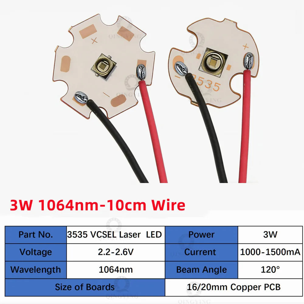 1-5PCS 3535 IR Laser Infrared Vcsel Lamp Beads 3W 808nmnm 850nm 940nm 980nm 1064nm LED Diodes Sensing Monitoring Night Vision