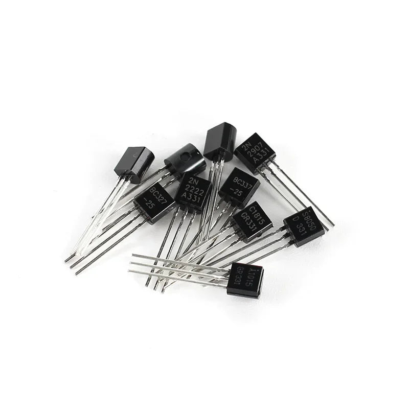 100/200PCS Triode Transistor Set BC337 BC327 2N2222 2N2907 2N3904 2N3906 S8050 S8550 A1015 C1815 TO92 PNP NPN Transistors kit