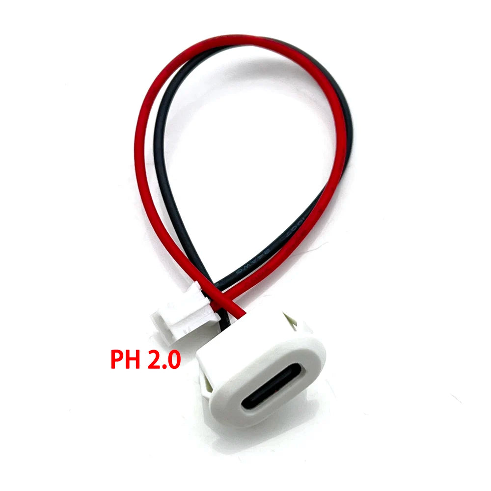 4 Pin Press Type USB Connector Type-C Waterproof with PH 2.0 Female Socket High Current Fast Charging Jack Port with Data Pin