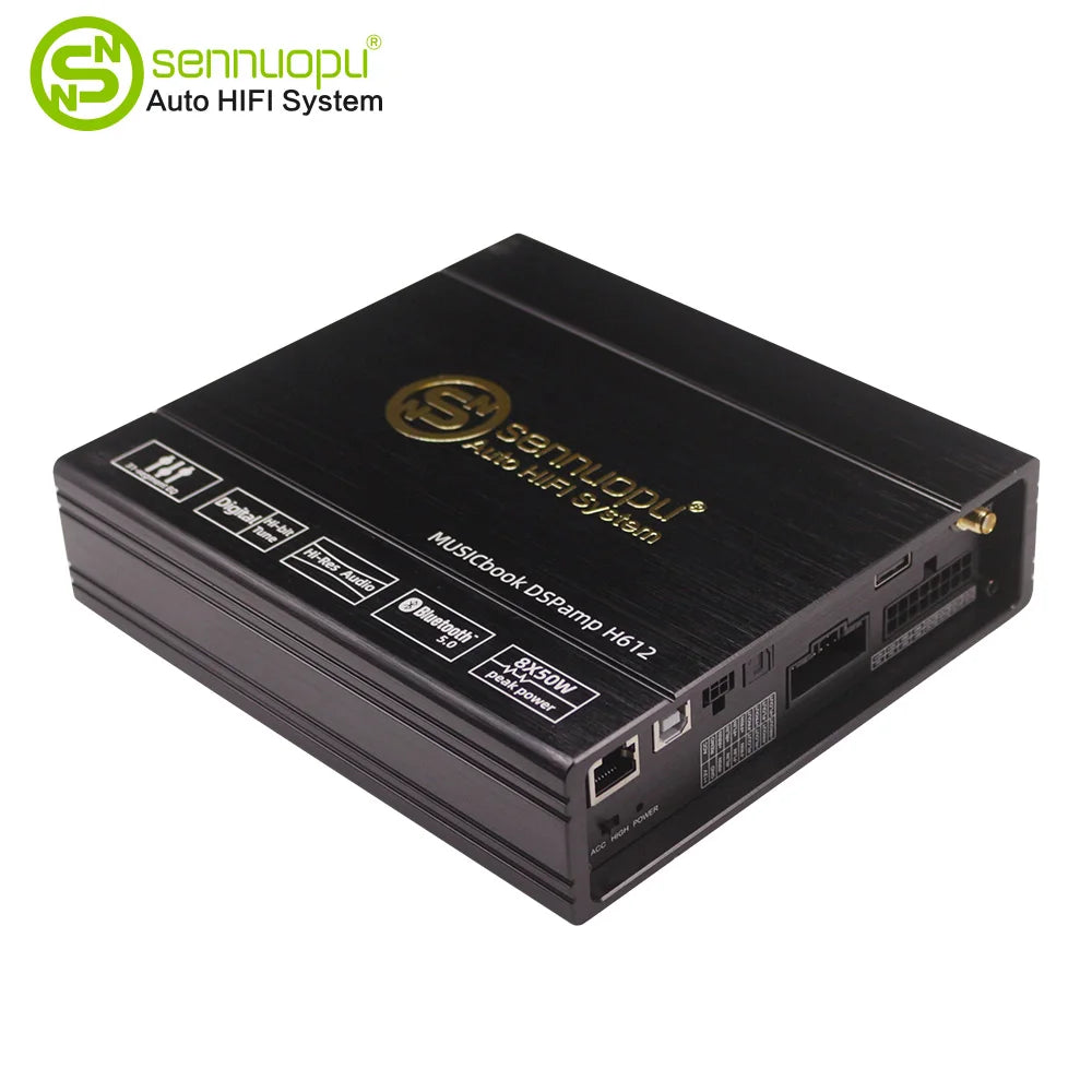 Sennuopu 12 Channels Digital Sound Processors DSP 8 Channels 50 Watts RMS Power Audio Amplifier with Bluetooth Player H612