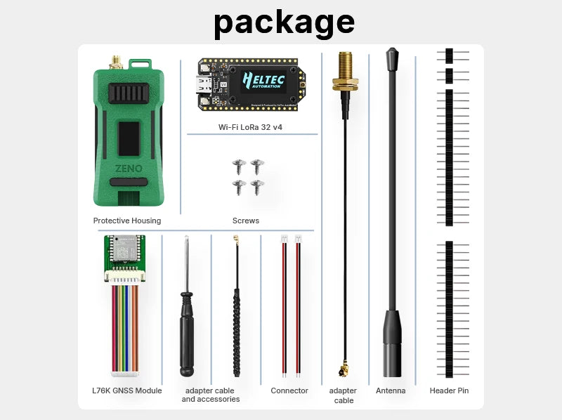 Heltec V4 WIFI Lora 32 Meshtastic GPS package ESP32-S3 SX1262 Dev-Board Kit Case Green Antenna GPS Module Installable Meshcore