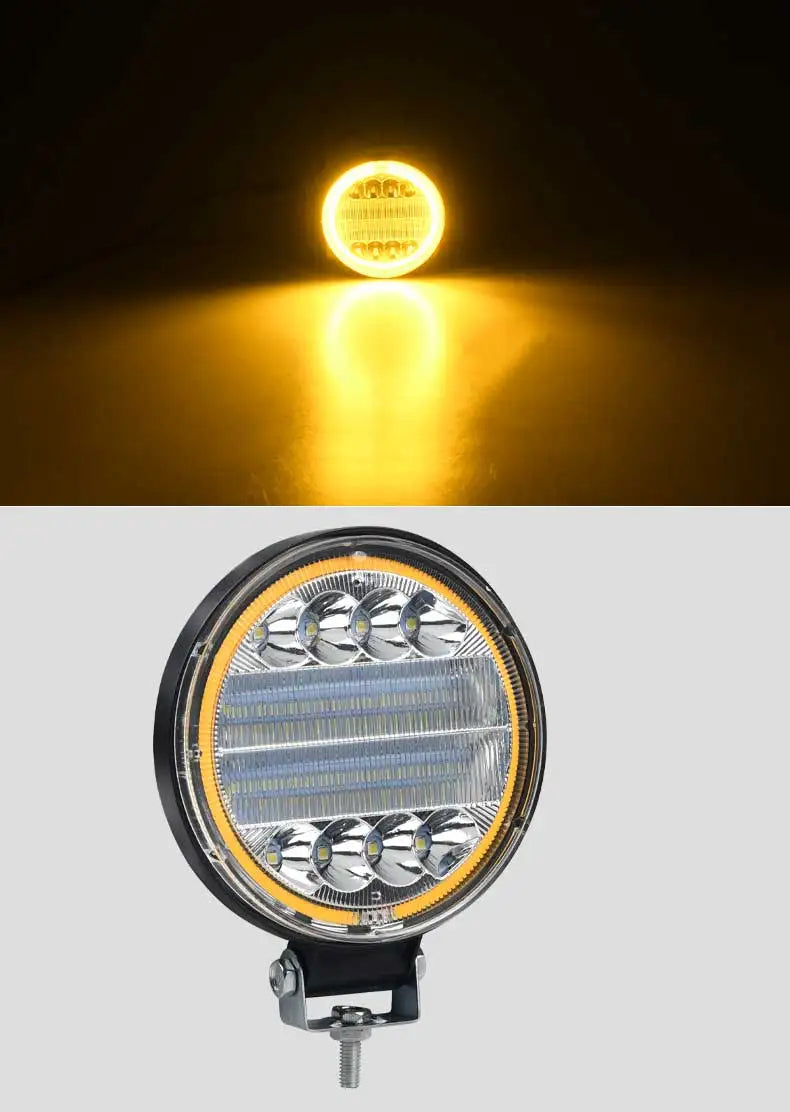 4-Inch LED Round Spot Work Light Combo Flood Driving Amber Fog Lamp For Truck SUV 4WD 4x4 LED Bar Offroad ATV Jeep Tractor
