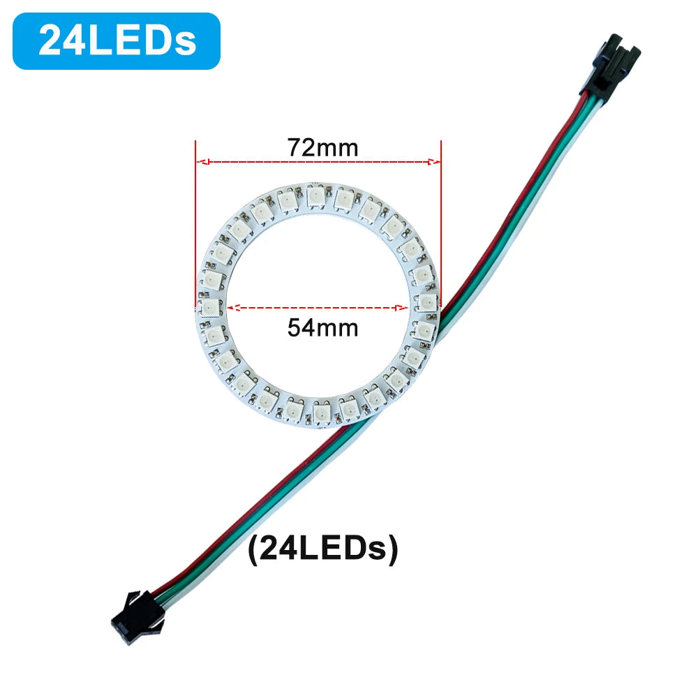DC5V 12V WS2812B SK6812 Luces Led Ring Smart 5050 RGB BuiIt-in IC 3Pin Individually Addressable Pixel Round Modules Light