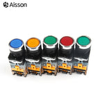 LA38-11D with Light Push Button Switch NO NC Momentary Latching DC 12V 24V AC 220V 380V LED Indicators