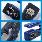 RJ45 Crimp Tool Pass Through Crimper Cutter for Cat6a Cat6 Cat5 8P8C Modular Connector Ethernet All-in-one Wire Tool