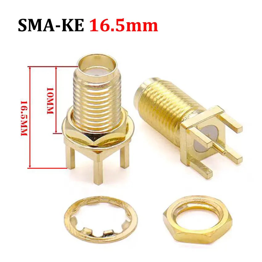 Cltgxdd 1/5/10pcs SMA-KE/KWE SMA Female Jack Adapter Solder Edge PCB Mount Antenna Base RF Copper Coaxial Connector Plug Socket
