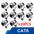 10Pcs Metal D‑Type Panel Mount Socket RJ45 CAT6 HDMI USB3.0 Straight Through Network Connector Module Round Panel Mount Adapter