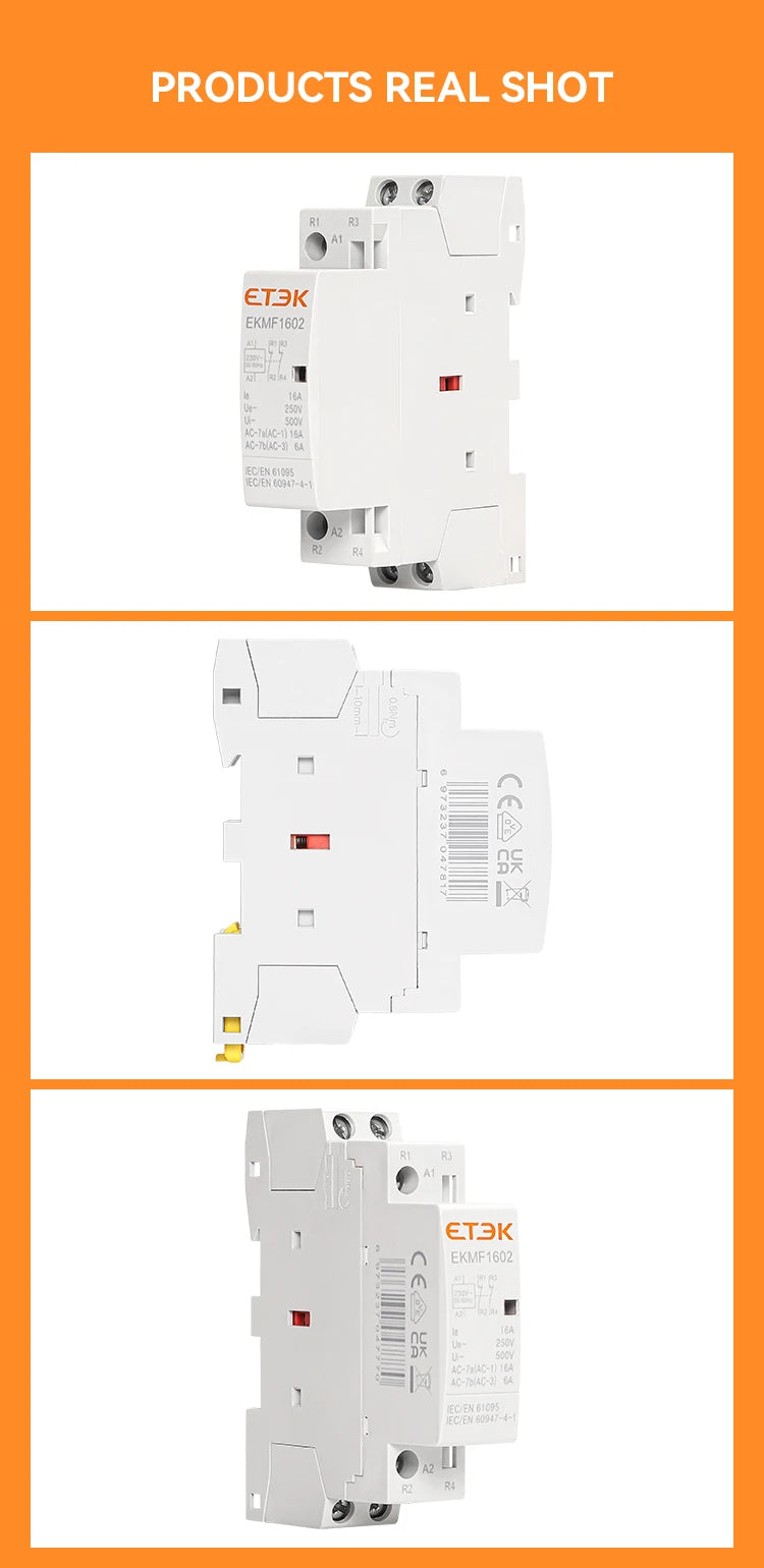 ETEK Modular Contactor Din Rail Automatic 2P 4P 230V Single-phase Three-phase 16A/20A/25A/40A/63A  EKMF