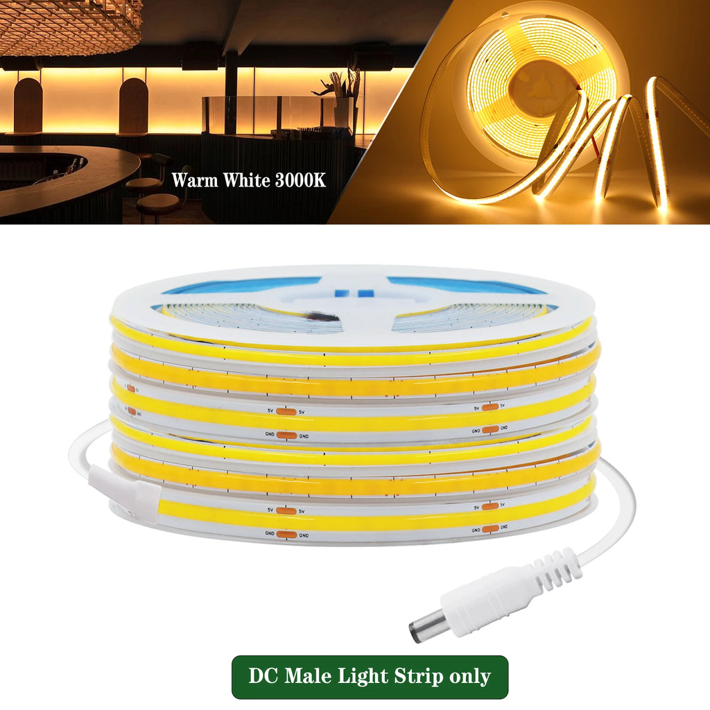 3MM 5MM 8MM COB LED Light Strip 5V 320LEDs PIR Motion Sensor Flexible Night Light USB/AAA Battery Powered Tape 3000K 4000K 6000K