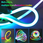 RGB LED Neon Rope Lights Bluetooth App WS2812 RGBIC Waterproof Flexible LED Tape With Dimmable Remote Controller For Wall Decor