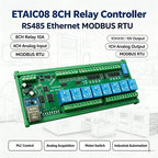 8DI 8DO Analog IO Module Modbus RTU RS485 Ethernet 4-20mA 0-10V 10A Relay DIN Rail PLC Expansion DC12V/24V Opto Isolated