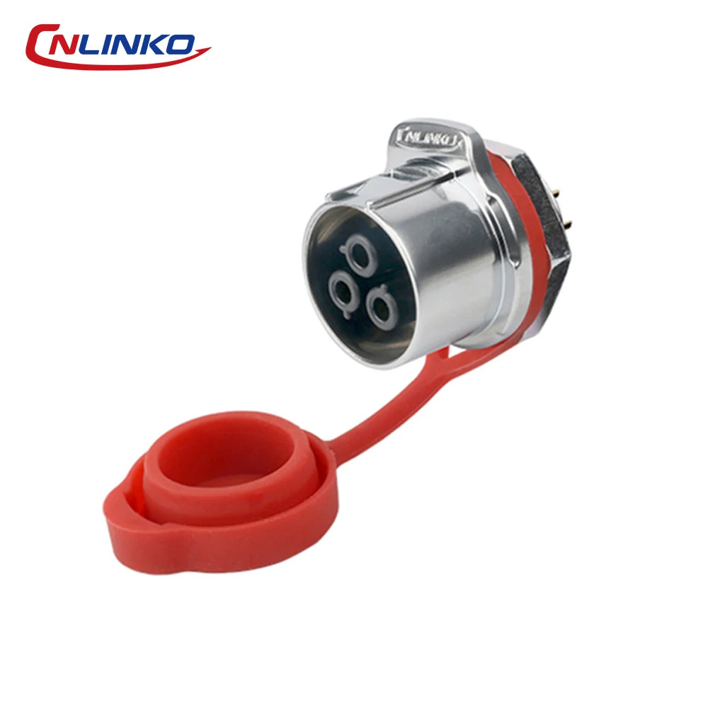 CNLINKO M24 Industrial Power & Signal Connector 2-24 Pin 25A 500V Waterproof IP68 Semi-Metal Solder Type Single-Hole Mount