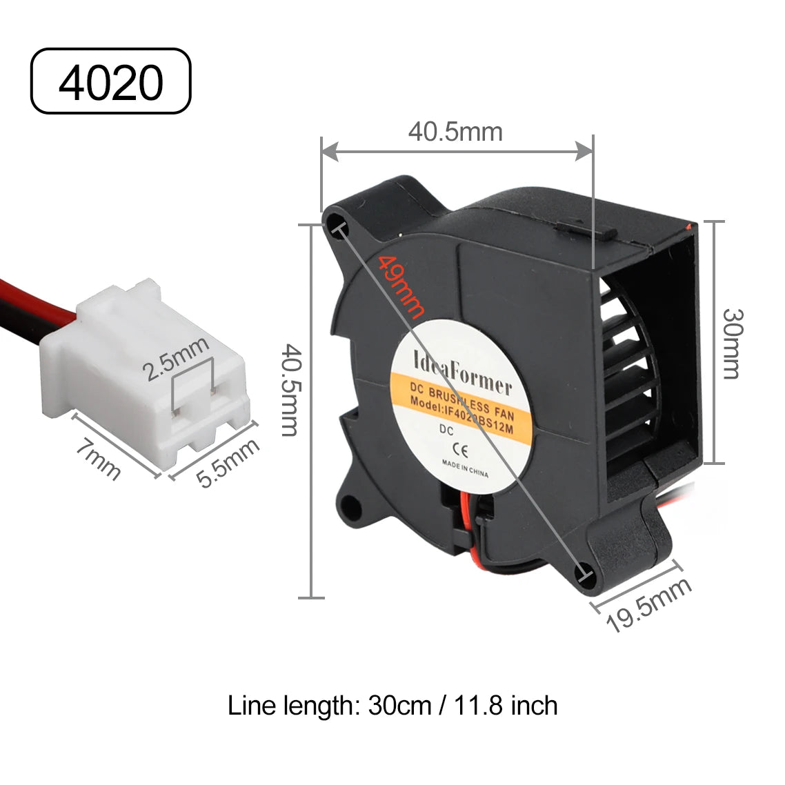 DC Cooling Fan 5V 12V 24V 3010/4010/5015/5010 Dupont Wire Cooler 5015 Turbo Blower Radiator Fans for 3D Printer Cooling