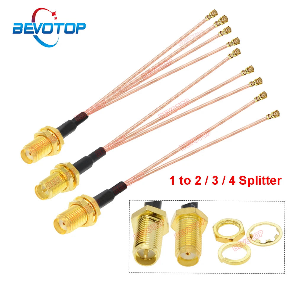1PCS SMA to IPX Splitter Cable RP-SMA/SMA Female to 2/3/4x RF1 1st Generation Female Jack RG178 Pigtail Antenna Extension Jumper