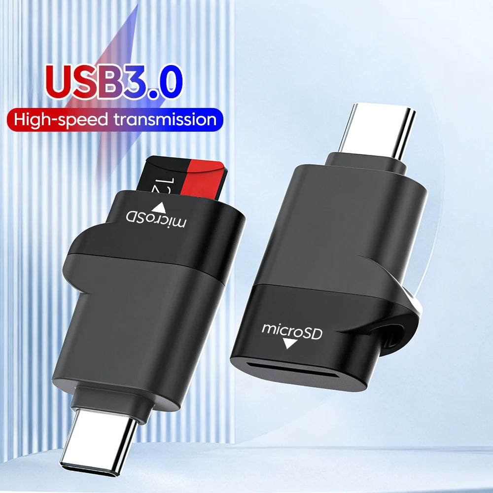 Type-C 3.0 Mini TF Card Reader External Storage Black Stretch Stick For iPhone Huawei USB C 2.0 to Micro SD Card Reader Adapter