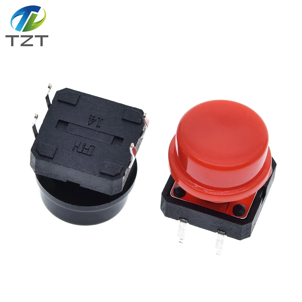 25PCS Tactile Push Button Switch Momentary 12*12*7.3MM Micro switch button + 25PCS Tact Cap(5 colors) for Arduino Switch