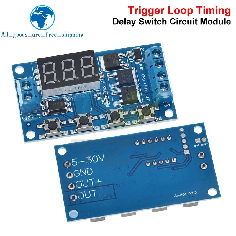 1/3PCS DC 12V 24V Dual MOS LED Digital Time Delay Relay Trigger Cycle Timer Delay Switch Circuit Board Timing Control Module DIY