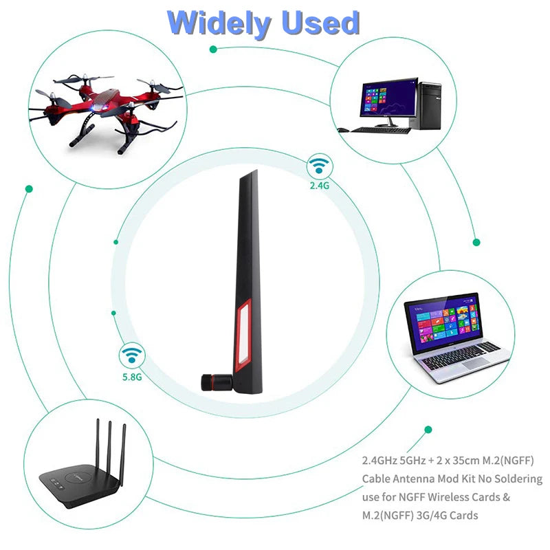 10DBi WIFI Antenna RP SMA Male Universal Antenna 2.4Ghz 5Ghz 5.8Ghz WiFi for Amplifier WLAN Router Signal Booster Antennas