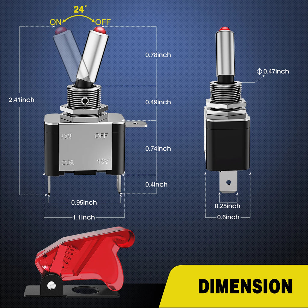 Nilight 5PCS12V LED Toggle Switch Heavy Duty 20A SPST ON Off 3 Pin Rocker for Automotive Cars Trucks Boats Racking