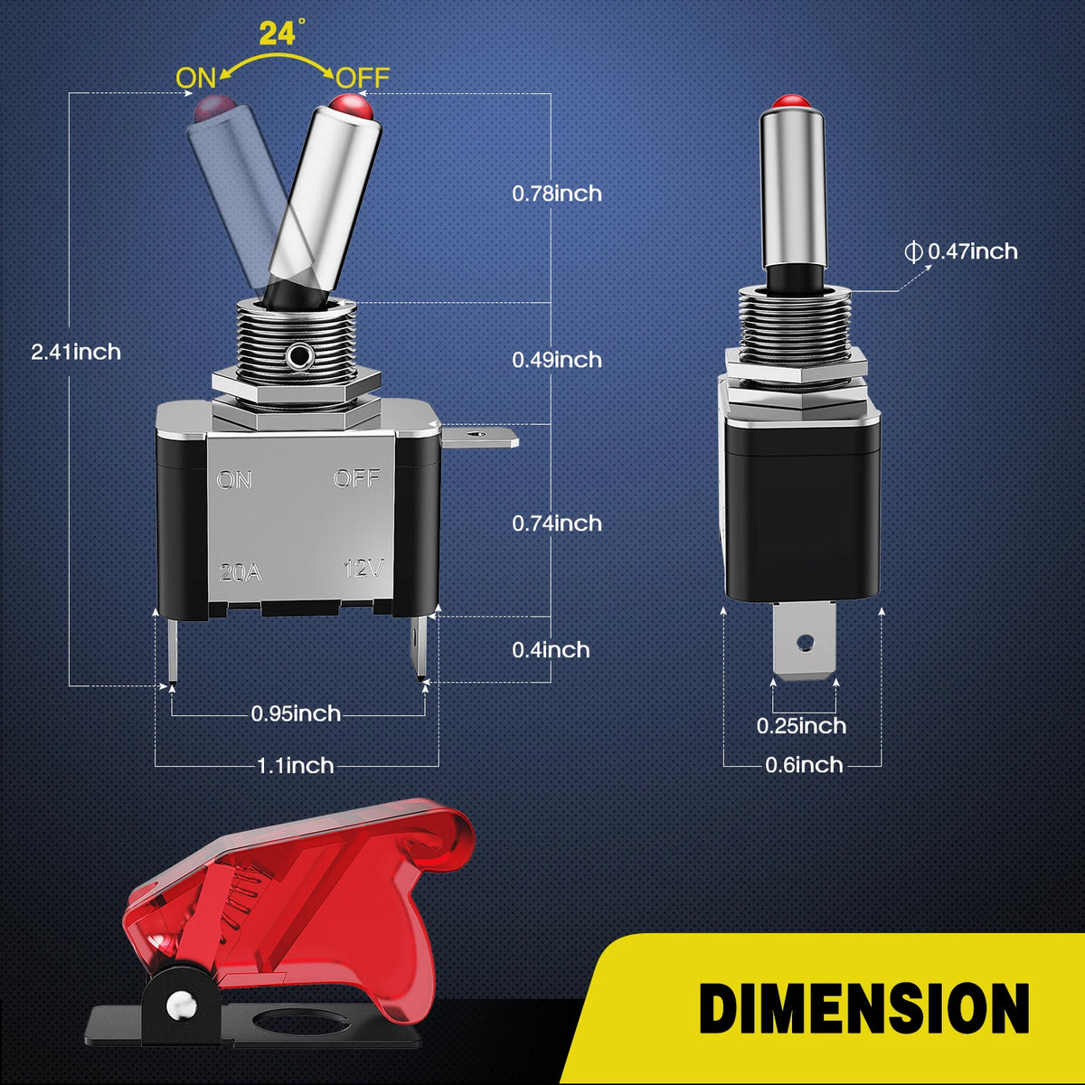 Nilight 5PCS12V LED Toggle Switch Heavy Duty 20A SPST ON Off 3 Pin Rocker for Automotive Cars Trucks Boats Racking