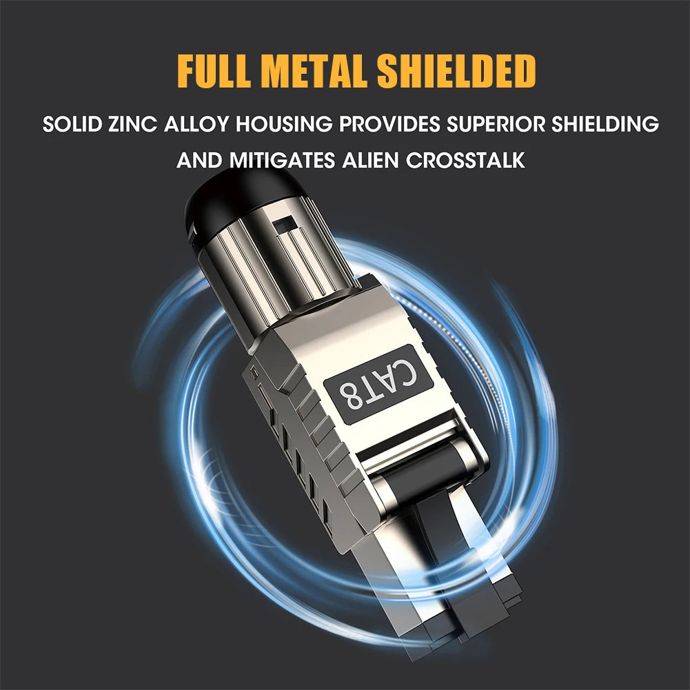 RJ45 Cat8 Cat7 Cat6A Connectors RJ45 Metal Tool Free Easy Termination Plug 2000MHz 40G LAN Cable 22AWG - 24AWG