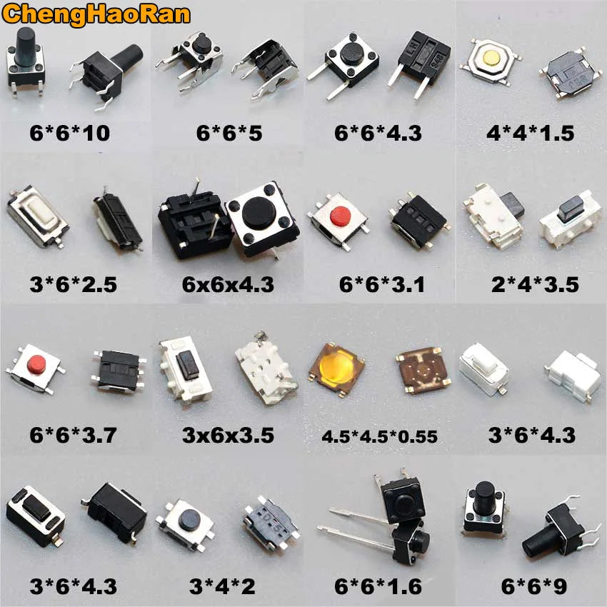 10PCS Tactile Push Button Switch Car Remote Control Keys Button Touch Micro Switch Momentary SMD DIP 2*4 3*6 4*4 6*6