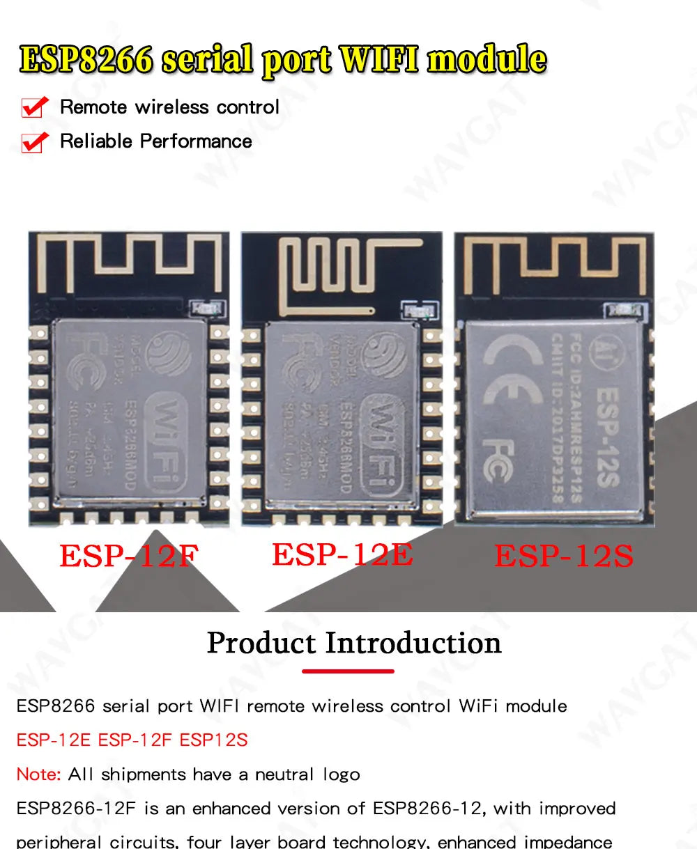 Wireless WIFI Module ESP8266 ESP-12F ESP-12E ESP-12S Serial WIFI Model ESP-12E Upgrade Remote ESP12F ESP12 4M