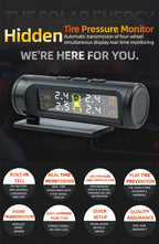 E-ACE 4 Sensors TPMS Removable Battery Wireless Intelligent Sensing Tire Pressure Monitor System Safety Alarm LCD Display