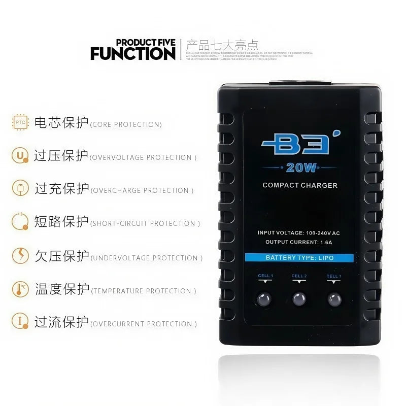 B3 20W Charger Balanced Charger Drone Battery 2s3s Lithium Battery 7.4V11.1V Car Boat Drone Model