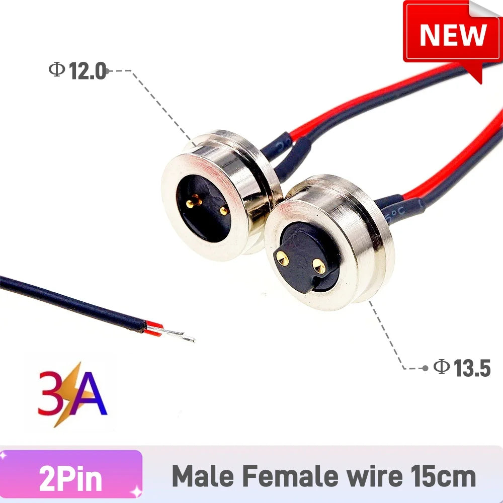 Magnetic Circular PogoPin Connector 2A Male Female Metal Spring Loaded 1/2/3/4/5/6 Pin DC Power Charger Wire JST SM Gold Plated