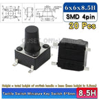 20pcs SMD Tactile Switch 6*6*4.3mm 6x6x5/6/7/8/9/10/11/12/13/14mm 6X6 4-Pin SMT Induction Oven Touch Tactile Button Micro Switch