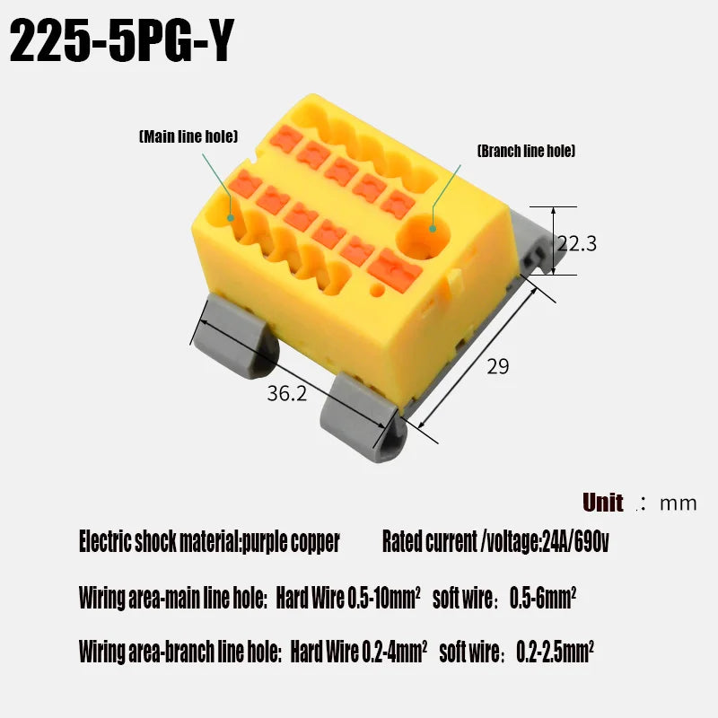 Fixed Modular Wire Connectors Compact Splicing Lighting Push-in Multi Link Terminal Block 1 in Multiple Out 225 Series 1
