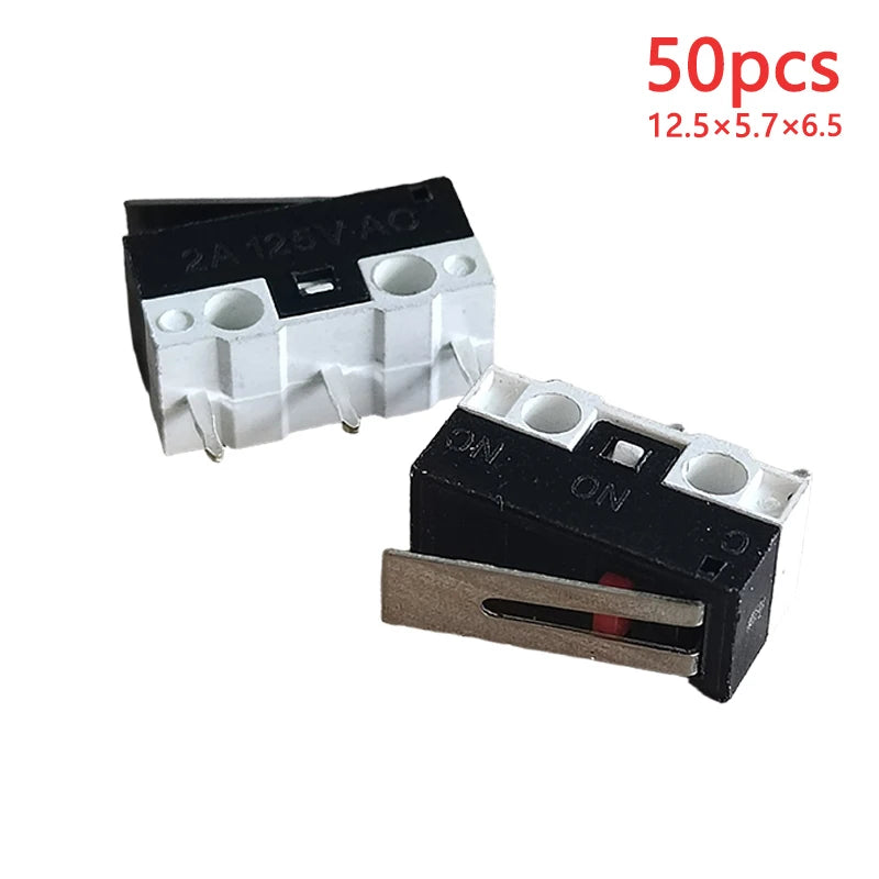 50PCS Small Micro Mouse Switch 12.5*5.7*6.5 Without Handle/Handle Length 8.5mm-15mm C NO NC 3 Pin 2A 125V AC Limit Switches