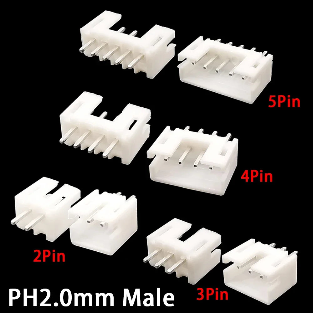 50/100PCS JST PH2.0mm Wire Connector Male Housing 2mm 2.0mm Pitch 2/3/4/5/6Pin Male Plug Plastic Shell Pin Header PCB Terminal