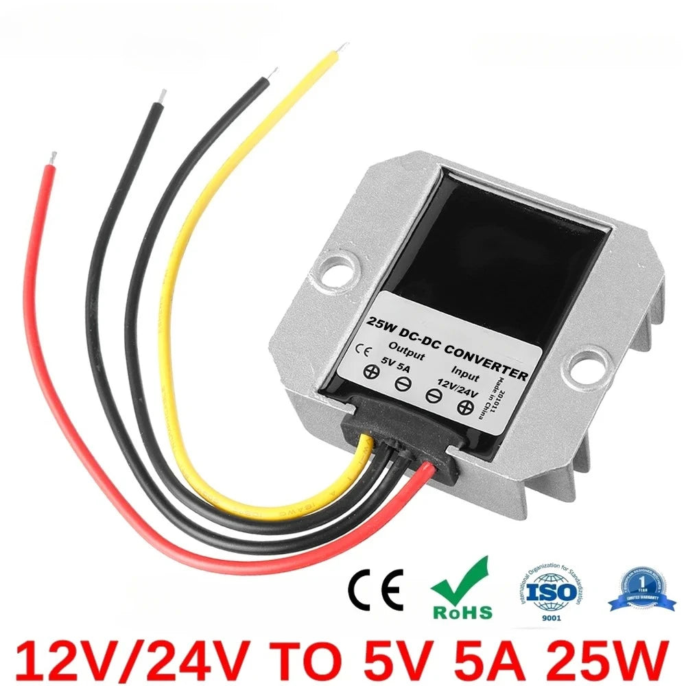 12V to 5V 24V to 5V 5A 10A 30A 20A 15A DC-DC Power Converter Step-down 8-36V to 5V Buck Module Power Regulator Supply Car LED CE