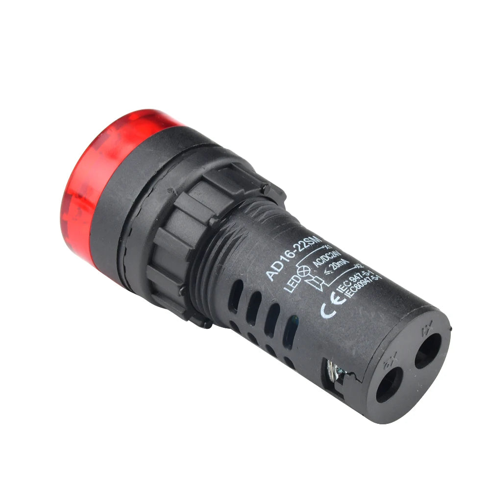 AD16-22SM Buzzer 22mm Panel Diameter DC 12V 24V AC 110V 220V Flash Signal Light Red LED Active Buzzer Beep Alarm Indicator