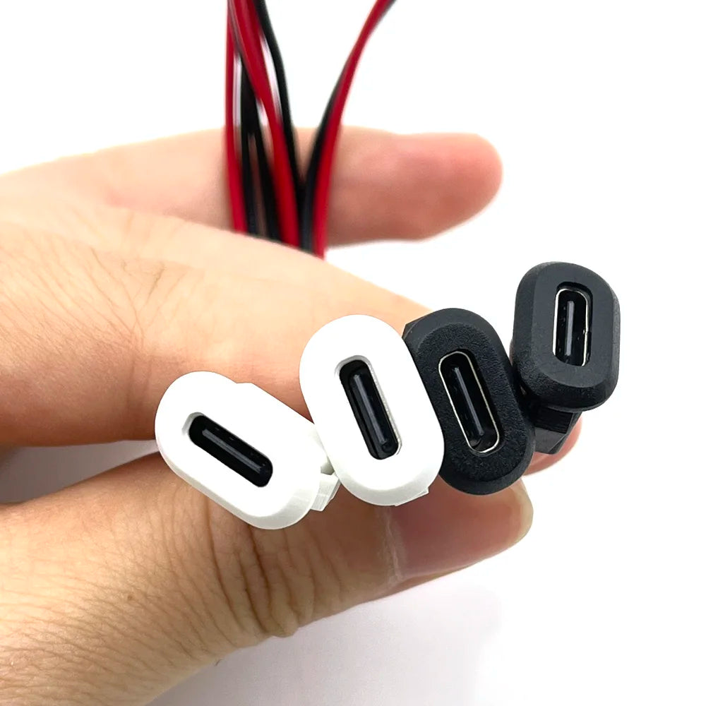 1pcs 4Pin USB C Connector Type-C Waterproof with PH 2.0 Nut Locking Plate Female TPC High Current Fast Charging Jack with CC Pin