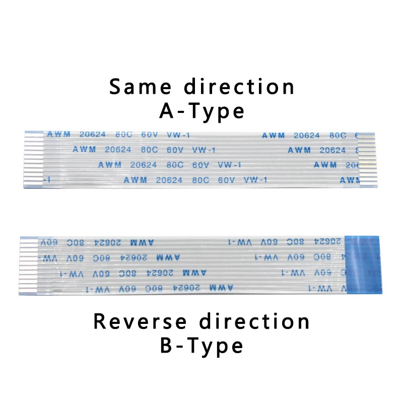 2PCS FPC FFC Ribbon Flexible Flat Cable 4/5/6/8/10/12/14/16/18/20/30/40Pin Pitch 0.5MM 1.0MM A-Type Wire Length 800MM/1000MM