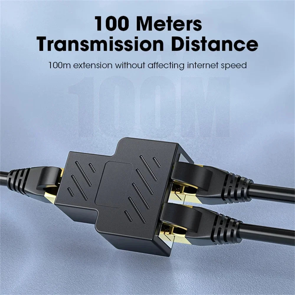 RJ45 Splitter Adapter 1 to 2 Dual Female USB to RJ45 Port 8P8C Extender Plug LAN Interface Ethernet Socket Connector