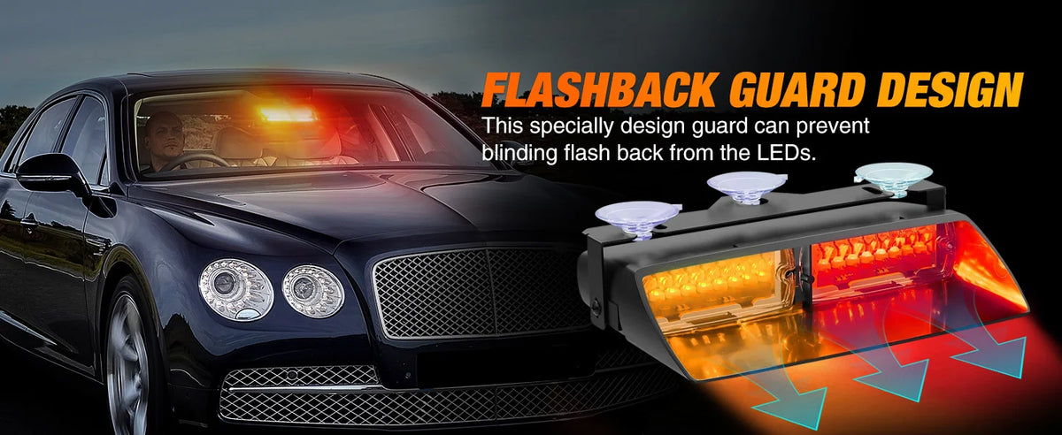 Nilight Bright LED Strobe Lights , Car Windshield Warning Flash Light with Suction Cups, Hazard Safety Lamp for Truck