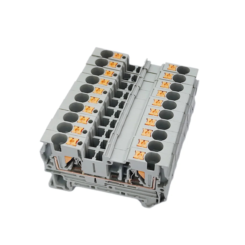 10/100PCS PT4 Push-in DIN Rail Terminal 4mm² Cable Connector Screwless Electrical Connect Terminal Block for Easy Wiring