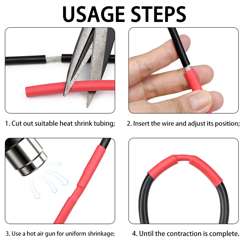 2/5M Red 2:1 Heat Shrink Tube Diameter 0.6mm~50mm Wire Repair Protector Polyolefin Insulated Shrinkable Cable SleeveTubing